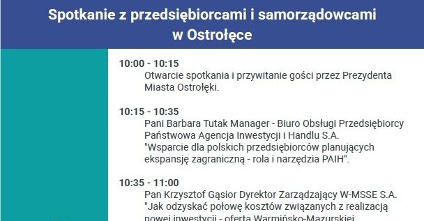 W Ostrołęce 27 października 2026 roku odbędzie się spotkanie przedsiębiorców i samorządowców. Organizatorami wydarzenia są prezydent miasta Paweł Niewiadomski oraz Warmińsko-Mazurska Specjalna Strefa Ekonomiczna.